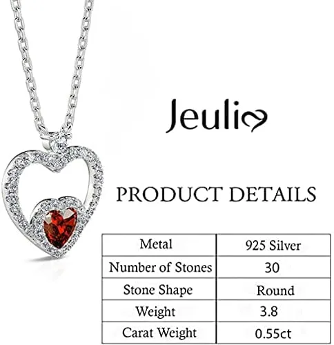 Vista 2 de Jeulia Collar de corazón de diamantes de plata de ley con doble corte de corazón infinito, colgante de amor infinito de cristal transparente