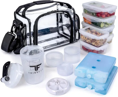 Vista 12 de ThinkFit Lonchera térmica para comida preparada con 6 contenedores para porciones de alimentos sin BPA, reutilizables, aptos para microondas