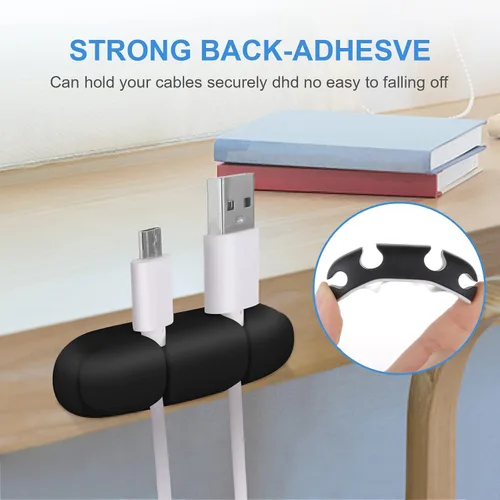 Vista 5 de WLLHYF Clips para cables, 3 unidades, organizador de cables, soportes de gestión de cables, arnés de cables de silicona de 4 agujeros, accesorio