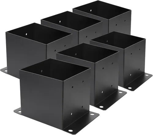 Vista 11 de Base de poste de 6 x 6 piezas, tamaño interior de 5.6 x 5.6 pulgadas, base de poste de cubierta de metal resistente con recubrimiento de polvo