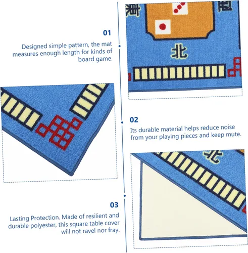 Vista 2 de Funda para Mahjong Mat 1pc Azul Cuadrado Mesa Mat Antideslizante para Juegos de Poker