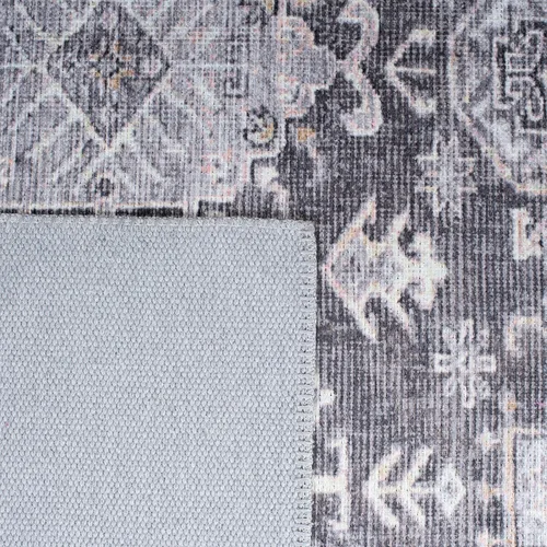 Vista 8 de SAFAVIEH Alfombra lavable Serapi Collection – 6 pies 7 pulgadas, cuadrada, gris y beige, antideslizante y fácil de limpiar, ideal para sala