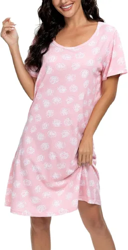 Vista 4 de Camisón de manga corta para mujer, ropa de dormir para casa, ropa de dormir, pijama con estampado casual