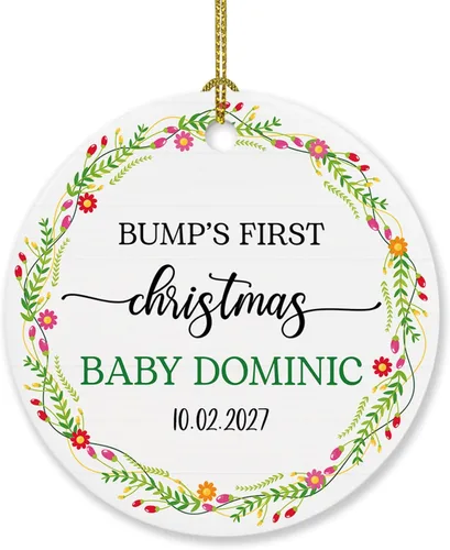 Vista 16 de Adorno personalizado para bebé que llega 2027, adorno de Navidad de Bump, elige el nombre del bebé y el año de Navidad para el nuevo abuelo abuela