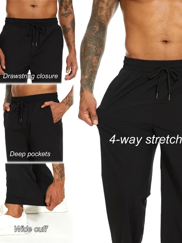 Vista 5 de Pantalones deportivos para hombre, cómodos y suaves, con bolsillos con cremallera, estilo holgado