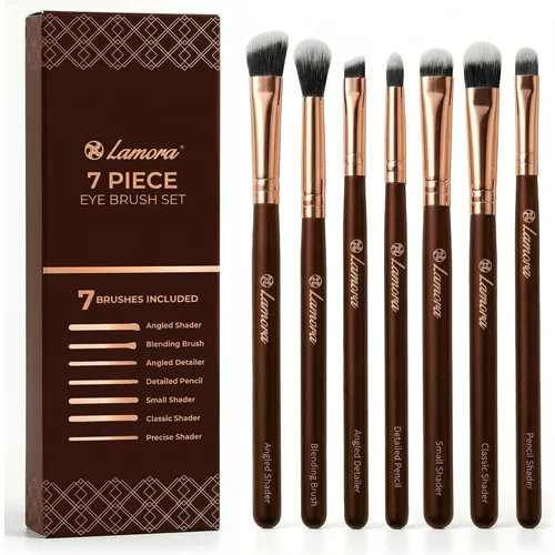 Vista 13 de 7 pieza Eye Juego de brochas, Negro/Plateado Fluffy, Smudging, Shading, Defining, Powder Cream Liquid Cosmetics, Eyeliner, Crease, Eyebrow