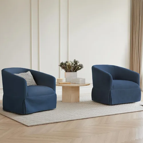 Vista 8 de KISLOT Silla giratoria moderna, silla de barril, azul marino