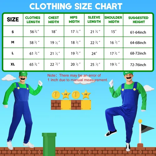Vista 4 de Oskiner Plumber Costume for Adults Men-Halloween Cosplay Jumpsuit with Accessory