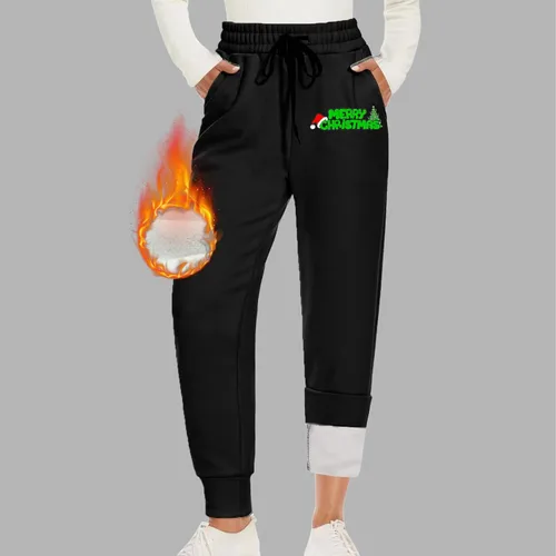 Vista 2 de Leggings Engrosados De Felpa Pantalones De Mujer Pantalones Largos De Talle Alto Pantalón De Cintura Elástica