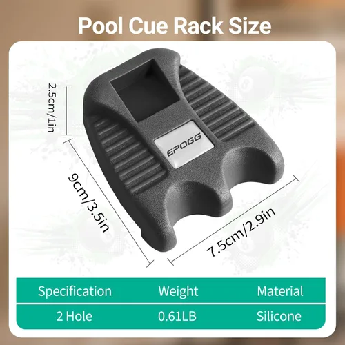 Vista 6 de Cue Rest - Estante portátil para tacos de billar con peso con soporte para tiza (2 agujeros)