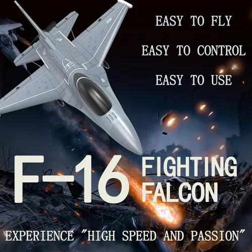 Vista 2 de Avión RC de 4 canales RC Avión 2.4Ghz RC Jet listo para volar F-16 Fighter Falcon Avión de control remoto para adultos con sistema estabilizador