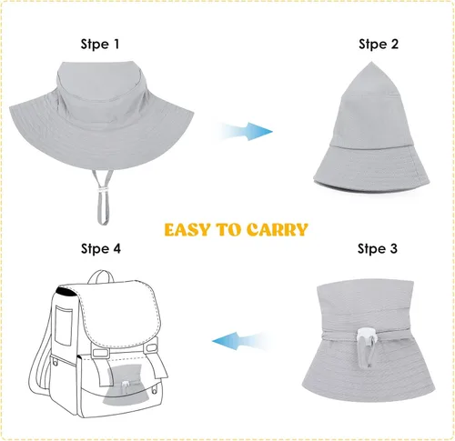 Vista 3 de Zando Toddler Sun Hat for Baby Sun Hats UPF 50+ Adjustable Baby Sun Protection Bucket Hat Toddler Bucket Hats for Boys Girls