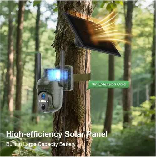 Vista 3 de Solar Powered Outdoor Surveillance Camera 4G Cam Add 64GB