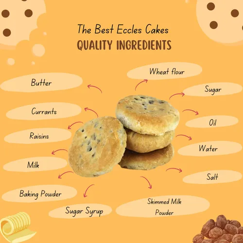 Vista 7 de Real Lancashire Eccles Cakes Tradicionalmente hecho a mano con mantequilla pura y grosellas secas Snacks británicos Deliciosos pasteles
