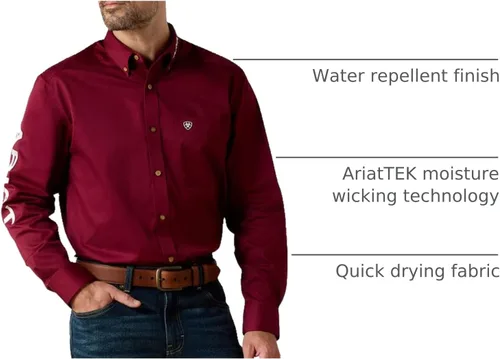 Vista 97 de Ariat Camisa de sarga con logotipo del equipo para hombre