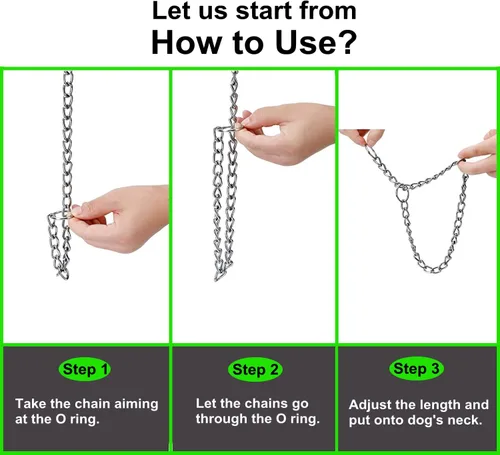 Vista 6 de Collar de cadena para perro, collar de entrenamiento, collares de cadena de acero inoxidable para perros pequeños y medianos, longitud 16 pulgadas