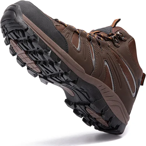 Vista 9 de HIKLDK Botas de senderismo para hombre, ligeras, transpirables, antideslizantes, para actividades al aire libre