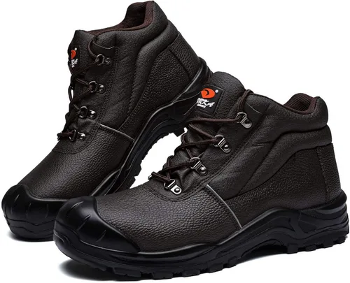 Vista 6 de DRKA Botas de trabajo con punta de acero resistentes al agua para hombres, botas de seguridad con clasificación EH de 6' negro 977