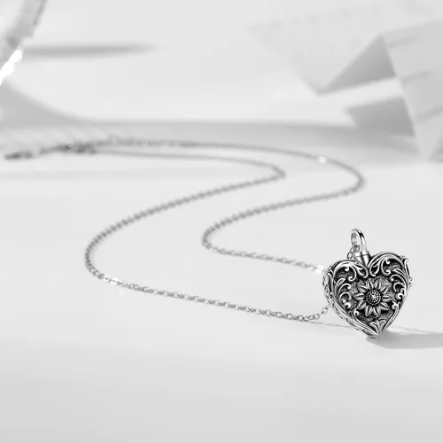 Vista 109 de Collar con colgante de urna de cenizas de cremación y árbol de la vida para mujer, plata de ley US1