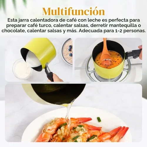 Vista 4 de Mini cacerola, calentador de mantequilla antiadherente verde de 0.5 cuartos de galón con asa, 2 boquillas de vertido, olla de leche múltiple olla