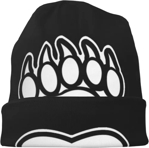 Vista 2 de Gorro de oso nativo americano, suave y cálido, gorro de punto elástico para hombres y mujeres, color negro, Negro