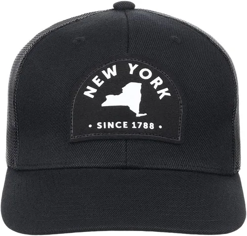 Vista 2 de Local Crowns Gorra Snapback ajustable con parche de ante blanco y negro de Nueva York negronegroblanco, Parche negrogamuza