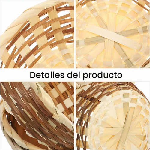 Vista 2 de EXCEART - 3 cestas de frutas de bambú hechas a mano de 6.69 pulgadas, cesta tejida para servir alimentos para postres, aperitivos, contenedor