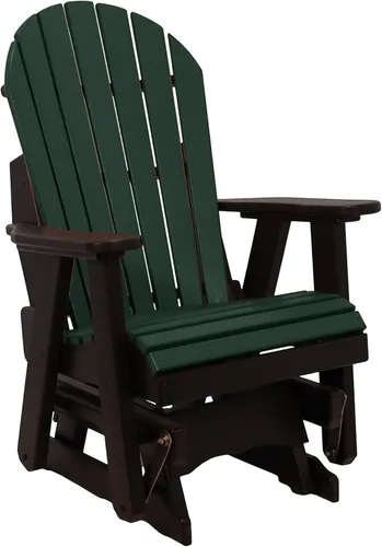Vista 44 de Silla mecedora Aruba Adirondack de 2 pies, fabricada en Amish, madera de polietileno para exteriores, accesorios de acero inoxidable, fabricada