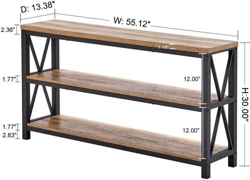 Vista 7 de FATORRI Escritorio para computadora en forma de L y mesa consola para sala de estar (roble rústico)