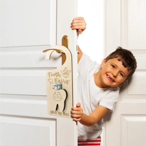 Vista 4 de Percha de puerta de hadas de dientes con soporte para dinero, caja de recogida de hada de dientes, regalo de aliento para decoración de habitación