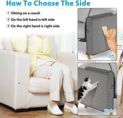 Vista 4 de NATUYA Protector de sofá de muebles para arañazos para gatos, almohadilla rascador grande de sisal para gatos, protector de brazo de esquina Gris