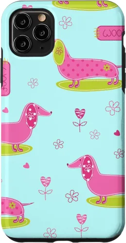 Vista 12 de Funda para iPhone 13 Dachshund Pattern turquoise Flowers Weiner Dog Lover