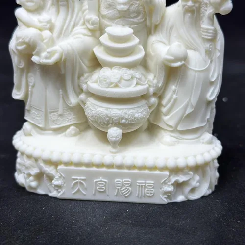 Vista 5 de Estatuas de Fu Lu Shou, estatua china de Dios de la suerte Fuk LUK Sau, decoración de oficina en casa, Feng Shui, tres dioses para la felicidad