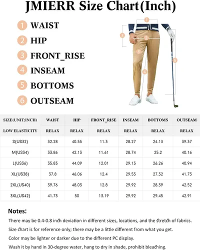 Vista 6 de JMIERR Pantalones de golf para hombre Pantalones deportivos elásticos casuales ajustados para senderismo, viajes, trabajo, pantalones de vestir