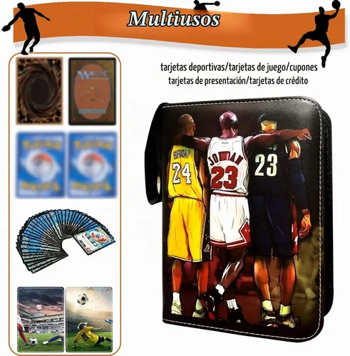 Vista 6 de Carpeta de tarjetas de baloncesto, carpeta de tarjetas intercambiables, 4 bolsillos con 50 fundas extraíbles, se adapta a 400 tarjetas deportivas