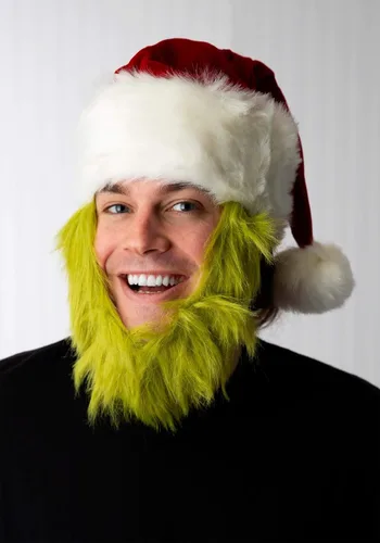 Vista 4 de Dr. Seuss The Grinch Plush Santa Costume Hat with Beard