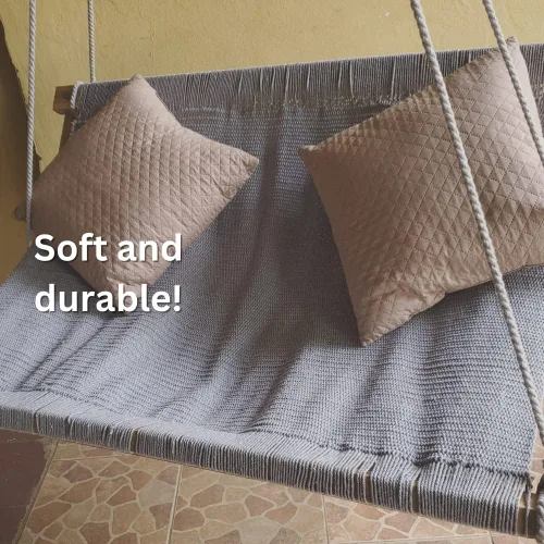 Vista 6 de Nomadic State of Mind Hamaca columpio Asiento doble Tumbona de cuerda tejida a mano 100% algodón Silla colgante para dos Barras separadoras