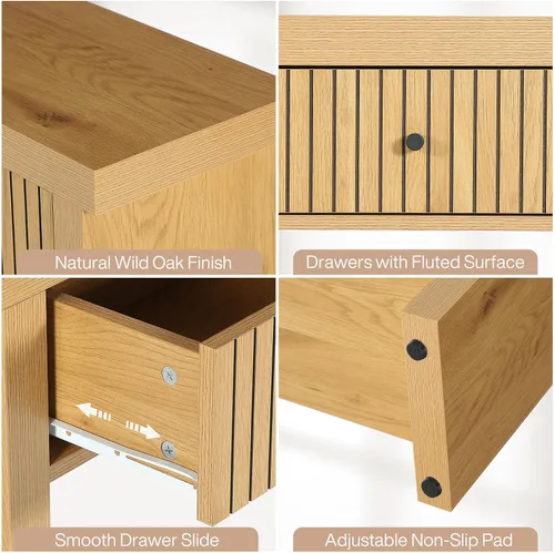 Vista 12 de Tribesigns - Mesa de consola de 70.9 pulgadas con 3 cajones, mesa de entrada extralarga, mesa de sofá de madera con estantes de almacenamiento