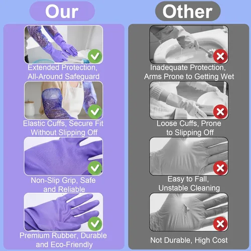 Vista 3 de XANGNIER Guantes largos para limpiar el baño, guantes impermeables resistentes a los productos químicos, longitud del codo, brazo completo de PVC 1