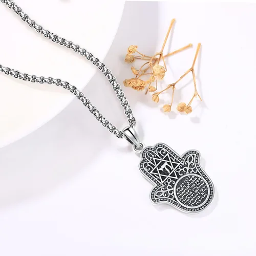 Vista 96 de Aniu Joyería de plata de ley 925 Hamsa de Fátima para mujer con circonita cúbica, viene con caja de regalo negra