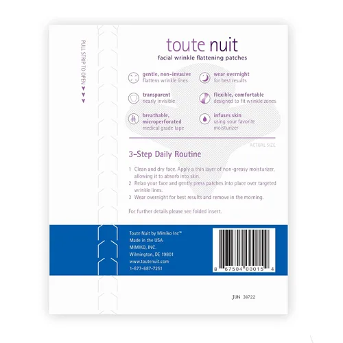 Vista 3 de Toute Nuit - Parches antiarrugas – Jet – Cinta facial para frente y líneas grandes fruncidas – Parches hipoalergénicos antiarrugas – 20
