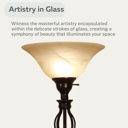 Vista 7 de LIGHTACCENTS Lámpara de pie de bronce con pantalla de cristal de alabastro remolino ámbar - Elegante lámpara de pie para decoración del hogar