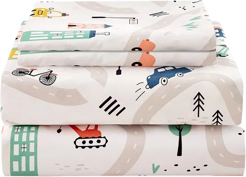 Vista 28 de JSD - Juego de sábanas de 3 piezas para niños, tamaño individual Soft Printed Microfiber Sheet and Pillowcase Set, OEKO-TEX Certified, 16 inch Deep