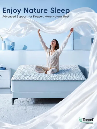 Vista 2 de Cubrecolchón de espuma viscoelástica tamaño individual, doble capa de espuma viscoelástica de gel y almohada superior para alivio de presión