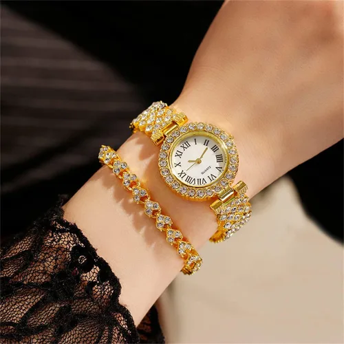 Vista 2 de CdyBox Lady Elegant Small Dial Quartz Watch with Diamond Bracelet Watch Set Dress Wrist Watches