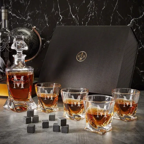 Vista 11 de Vasos de Whisky Personalizados – Juego de vasos de whisky con giro personalizado y grabado y estuche de exhibición con piedras de whisky de Home Wet