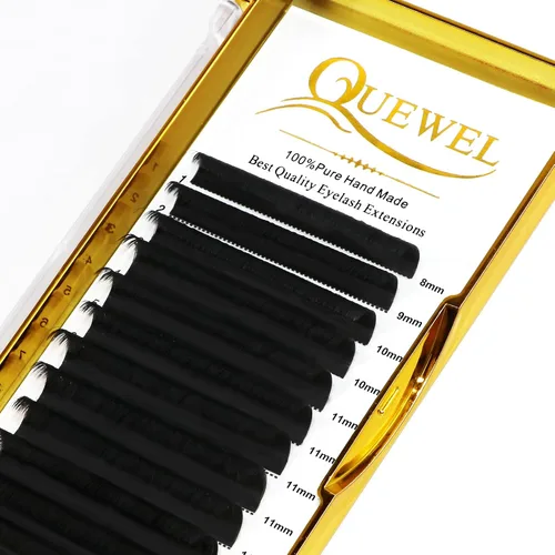 Vista 7 de QUEWEL - Extensiones de pestañas de ventilación fácil de 0.03 mm, rizado CC, extensiones de pestañas de 8-15 mm, bandejas de pestañas mixtas