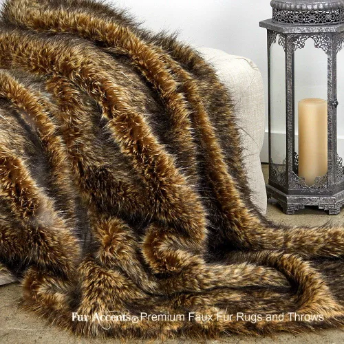 Vista 16 de Fur Accents Manta suntuosa de piel sintética de lujo, calidad de diseñador fabricada en Estados Unidos, Winter Fox