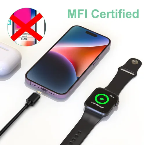 Vista 6 de Cable de carga rápida universal 4 en 1 USB C para Apple Smart iWatch, 3M/10 pies tipo C+USB A cargador de reloj+Lightning*2+cable tipo C adaptador