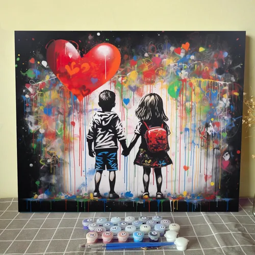 Vista 14 de Banksy - Kit de pintura al óleo por números, 16 x 20 pulgadas, pintura al óleo para niños, estudiantes, adultos, principiantes, con pinceles